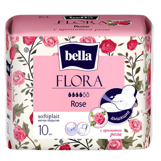 Прокладки для критических дней bella FLORA с ароматом розы
